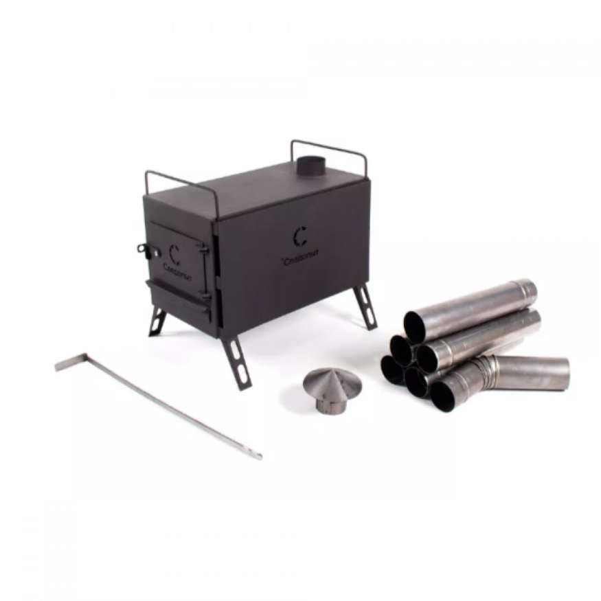 Печь походная Heavy большая (с экранами, угловыми трубами, грибком), сталь 2 мм, Следопыт